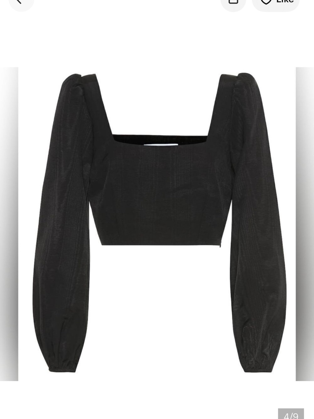 Racial Square Neck Black Balloon-Sleeve Crop Top
